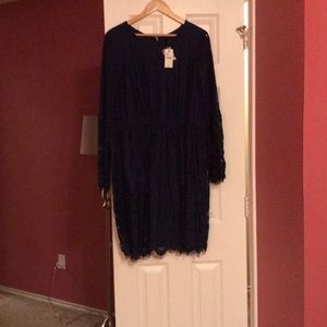 Long sleeve blue lace dress
